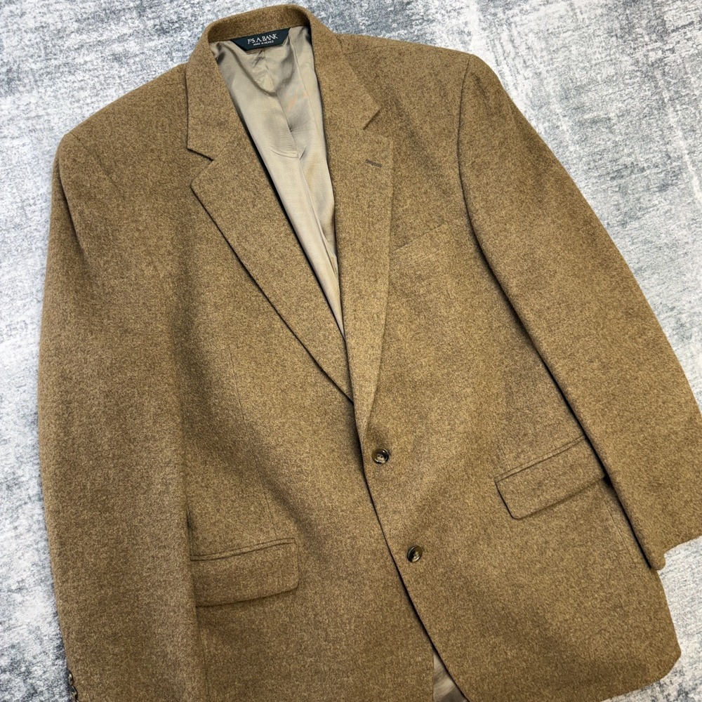 Jos A Bank Camel Hair Blazer Jacket Mens 44L Brown Sport Coat Academia Old Money